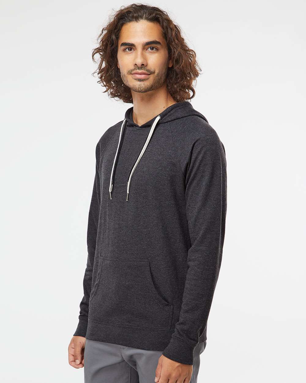 Independent Trading Co. Icon Unisex Lightweight Loopback Terry Hooded Sweatshirt SS1000 #colormdl_Charcoal Heather