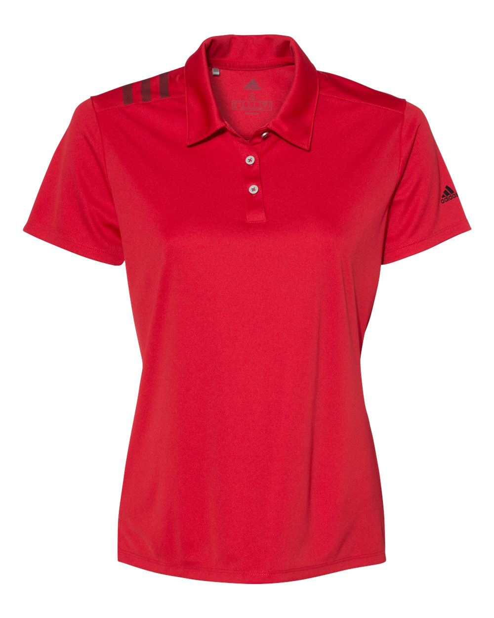 Adidas A325 Women's 3-Stripes Shoulder Polo #color_Collegiate Red/ Black