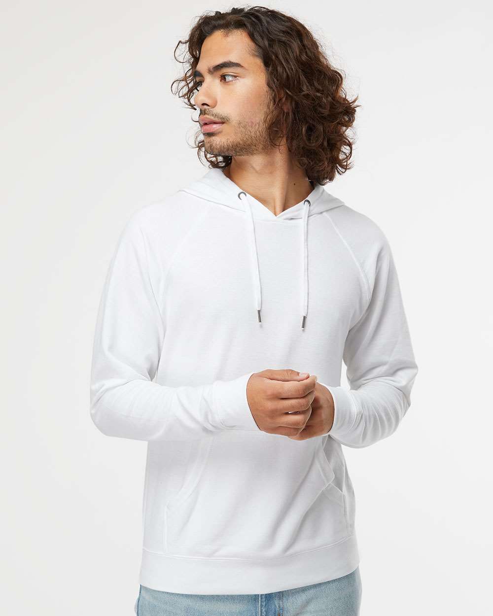 Independent Trading Co. Icon Unisex Lightweight Loopback Terry Hooded Sweatshirt SS1000 #colormdl_White