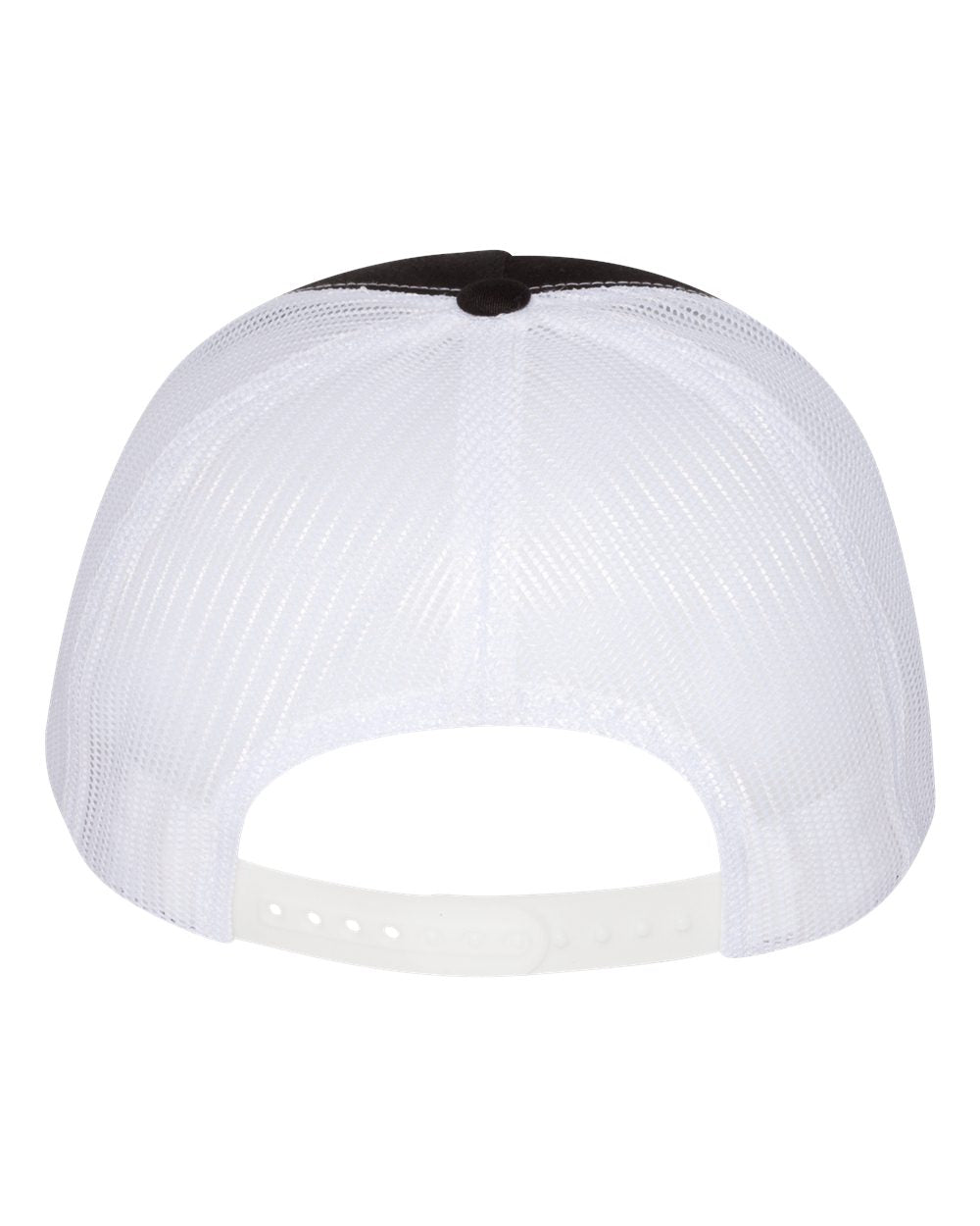 Black and White Color Flat Bill Trucker Cap Back View