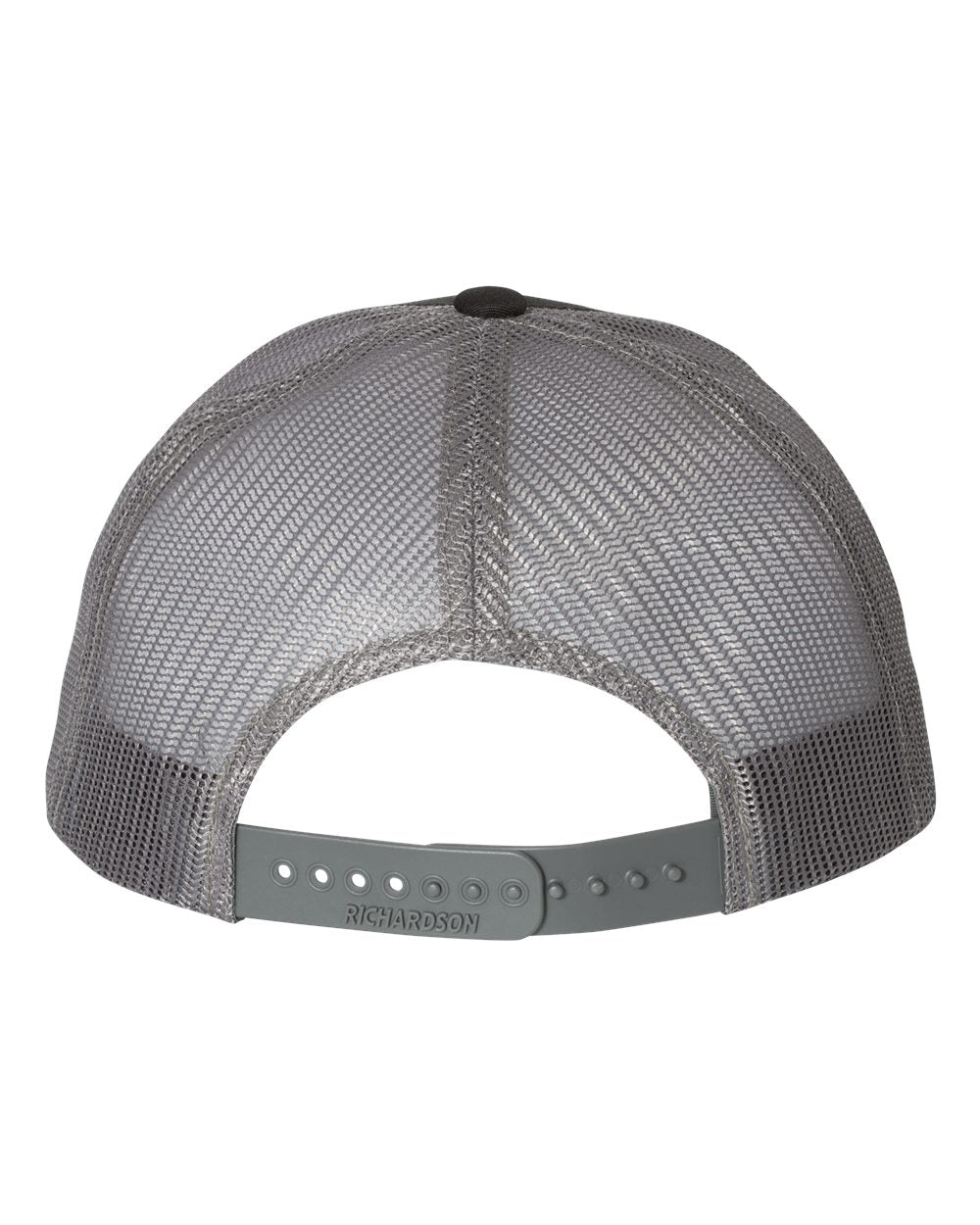 Black and Charcoal Color Richardson Low Pro Trucker Cap Back View