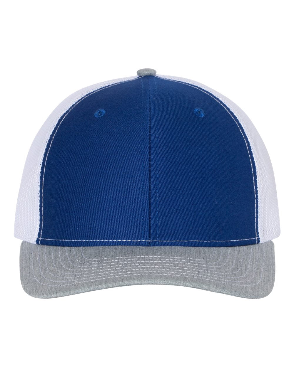 Royal, White and Heather Grey Color Adjustable Snapback Trucker Cap