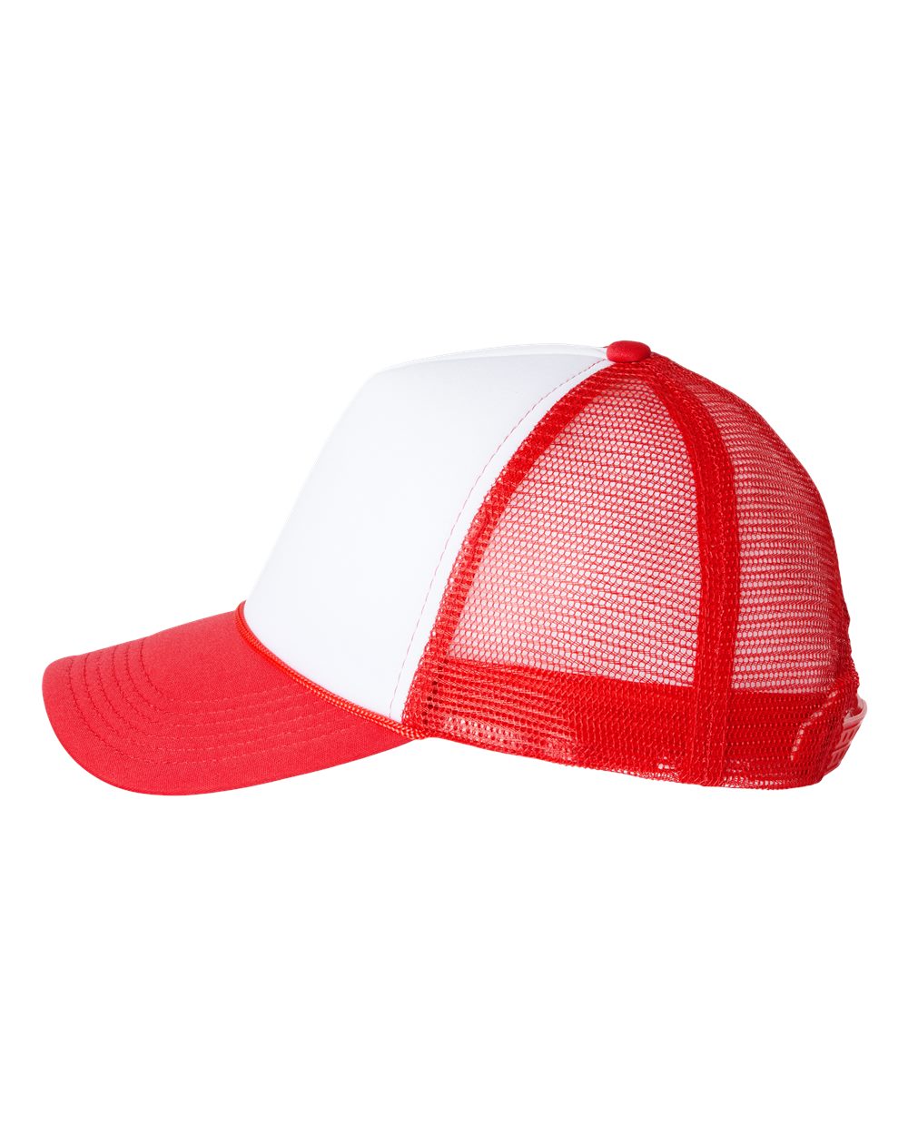 White and Red Color Mesh-Back Trucker Cap Side Back