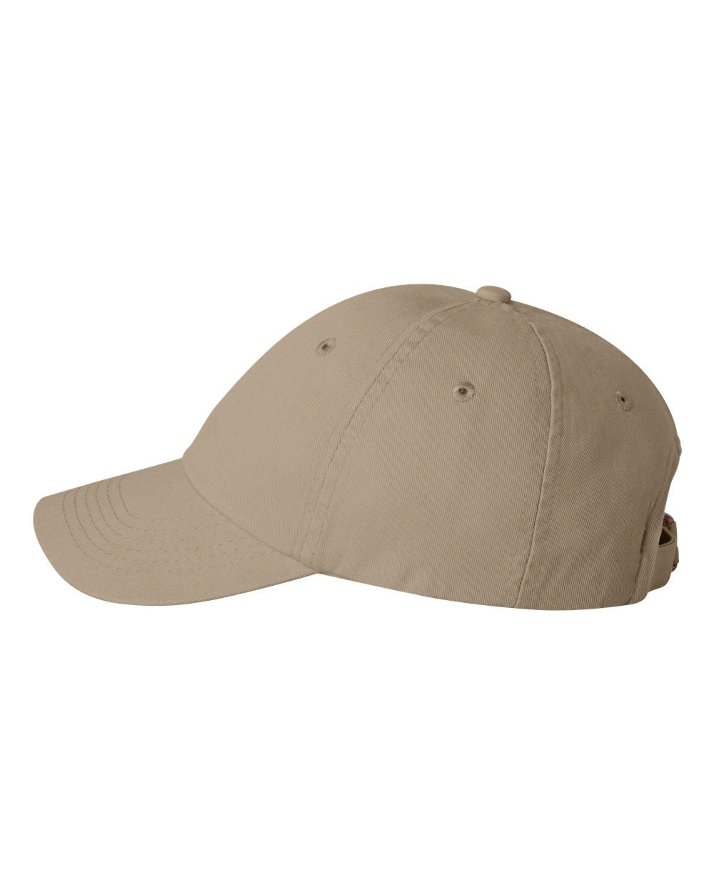 Khaki Color Valucap Small Fit Bio-Washed Dad's Cap Side View
