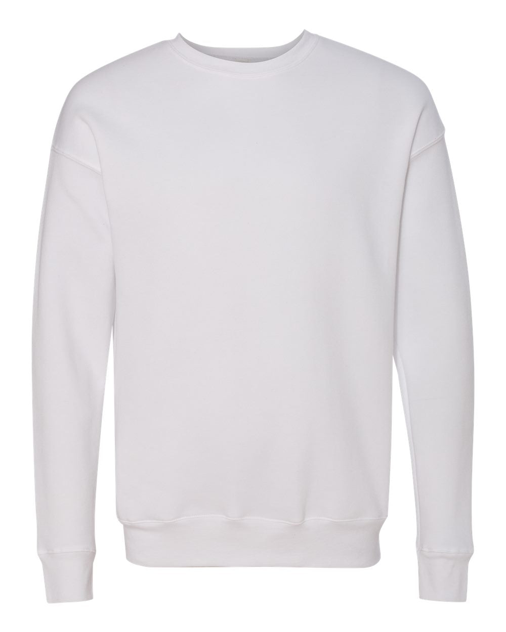 White Color Unisex Sponge Fleece Drop Shoulder Crewneck Sweats