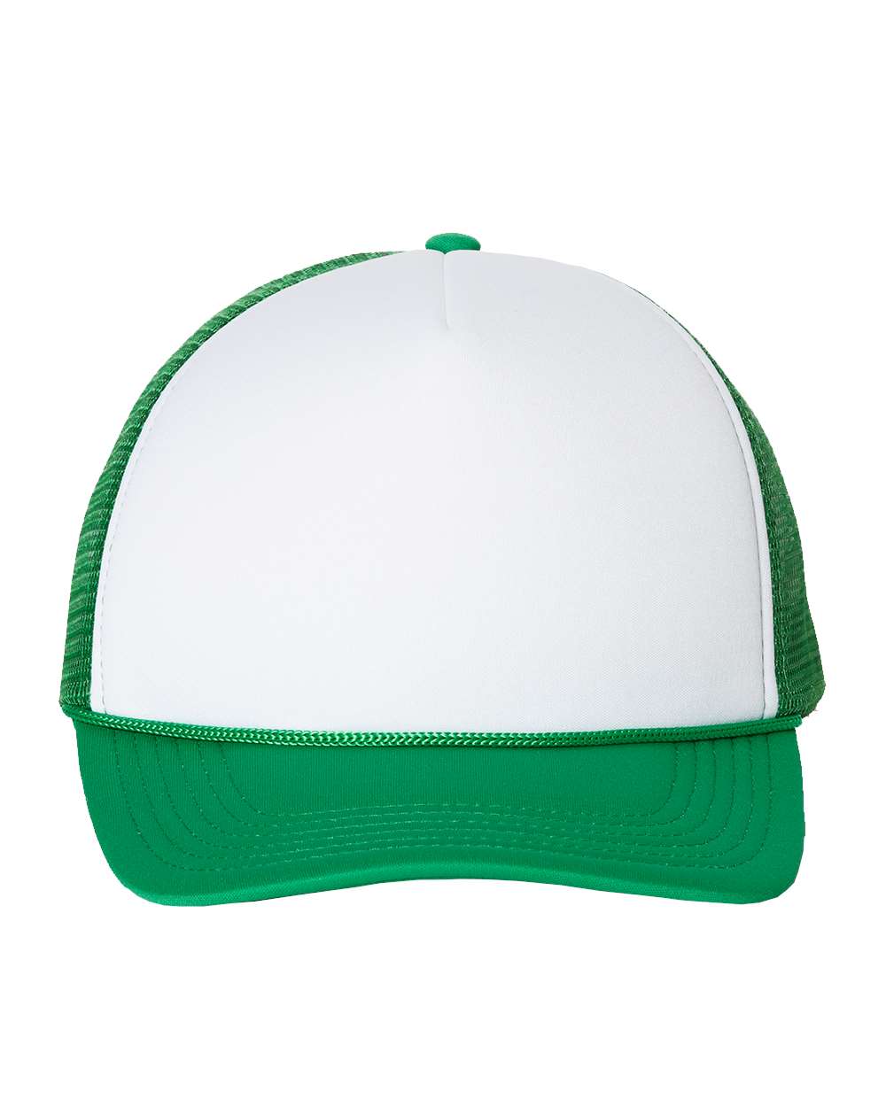 White and Kelly Color Mesh-Back Trucker Cap