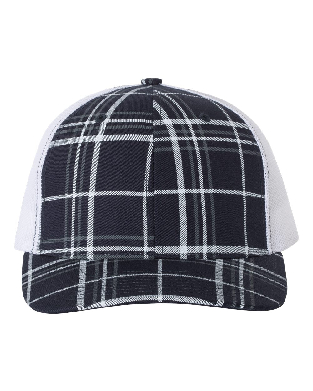 Plaid Print Navy, Charcoal and White Color Patterned Snapback Trucker Cap