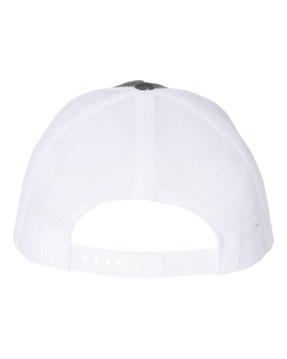Charcoal and White Color Five-Panel Trucker Cap Back View