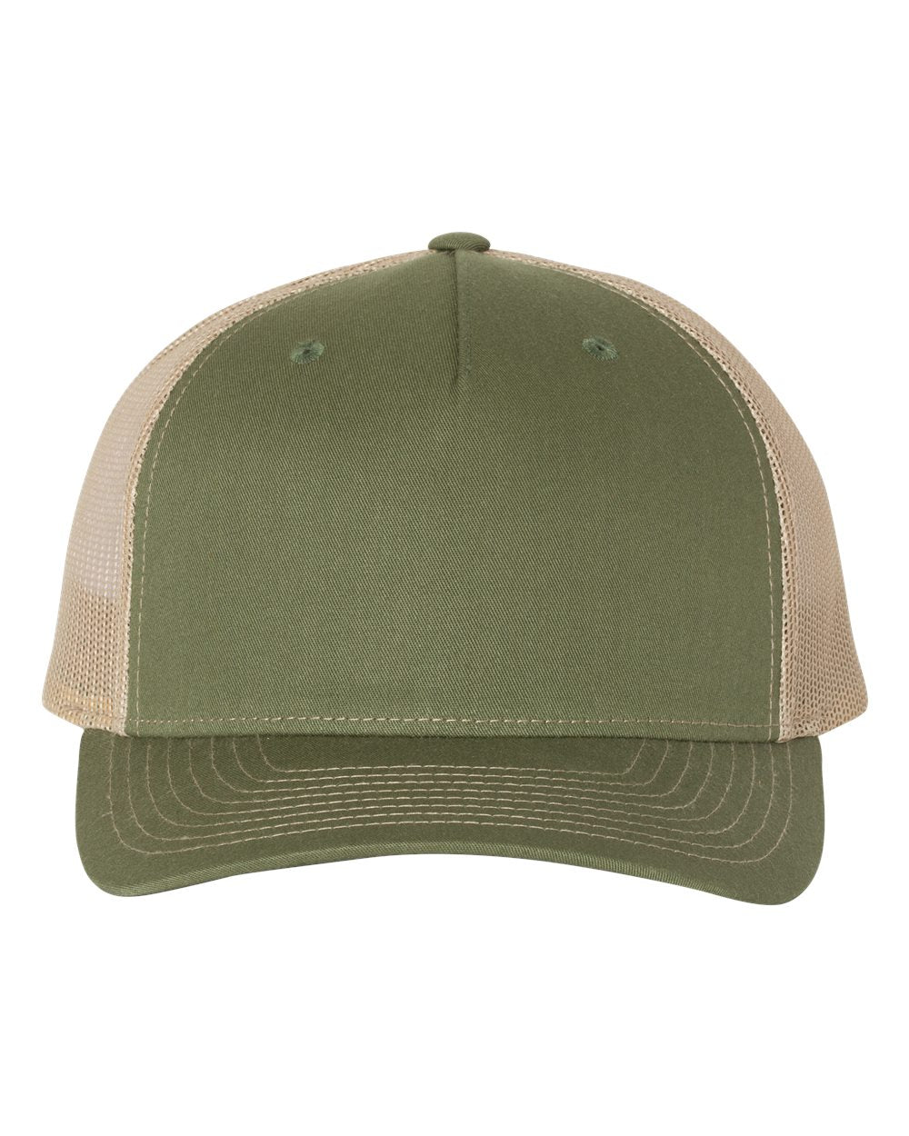 Army Olive, Green and Tan Color Five-Panel Trucker Cap