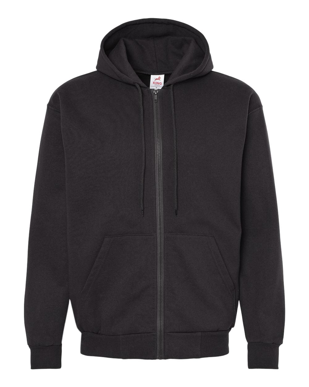 King Fashion Full-Zip Hooded Sweatshirt KF9017 #color_Black