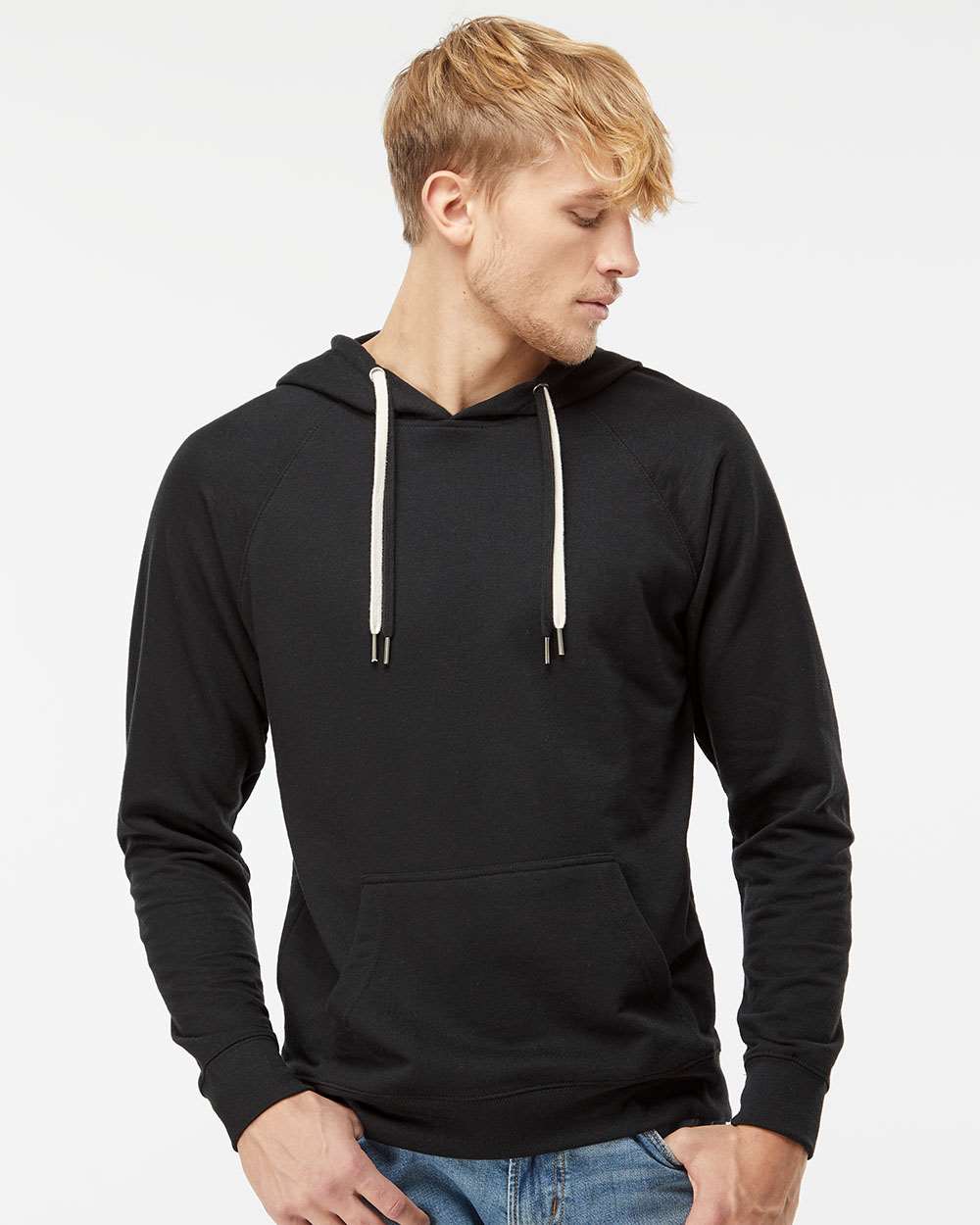 Independent Trading Co. Icon Unisex Lightweight Loopback Terry Hooded Sweatshirt SS1000 #colormdl_Black