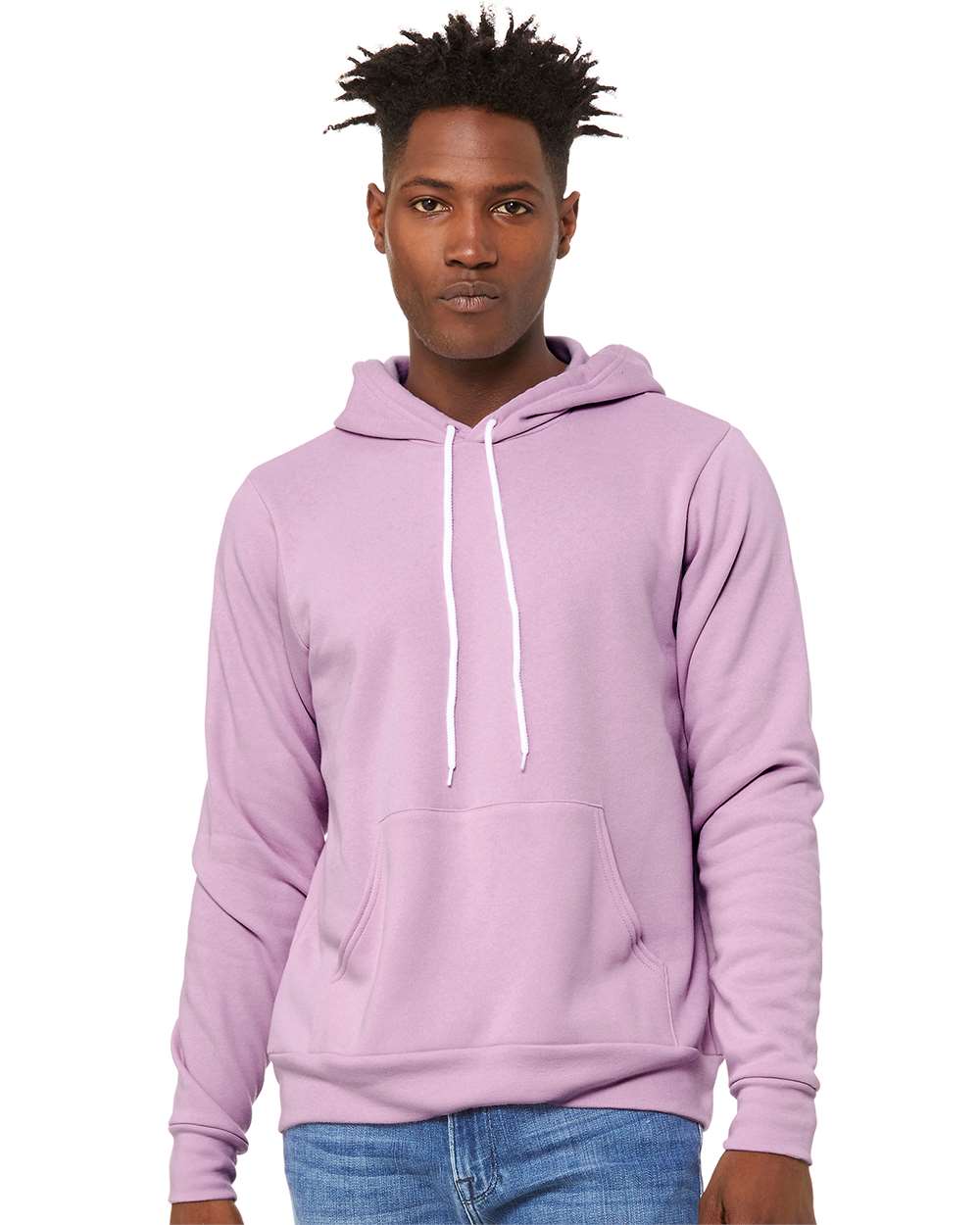 BELLA + CANVAS Unisex Sponge Fleece Hoodie 3719 mdl Lilac Color Unisex Sponge Fleece Hoodie