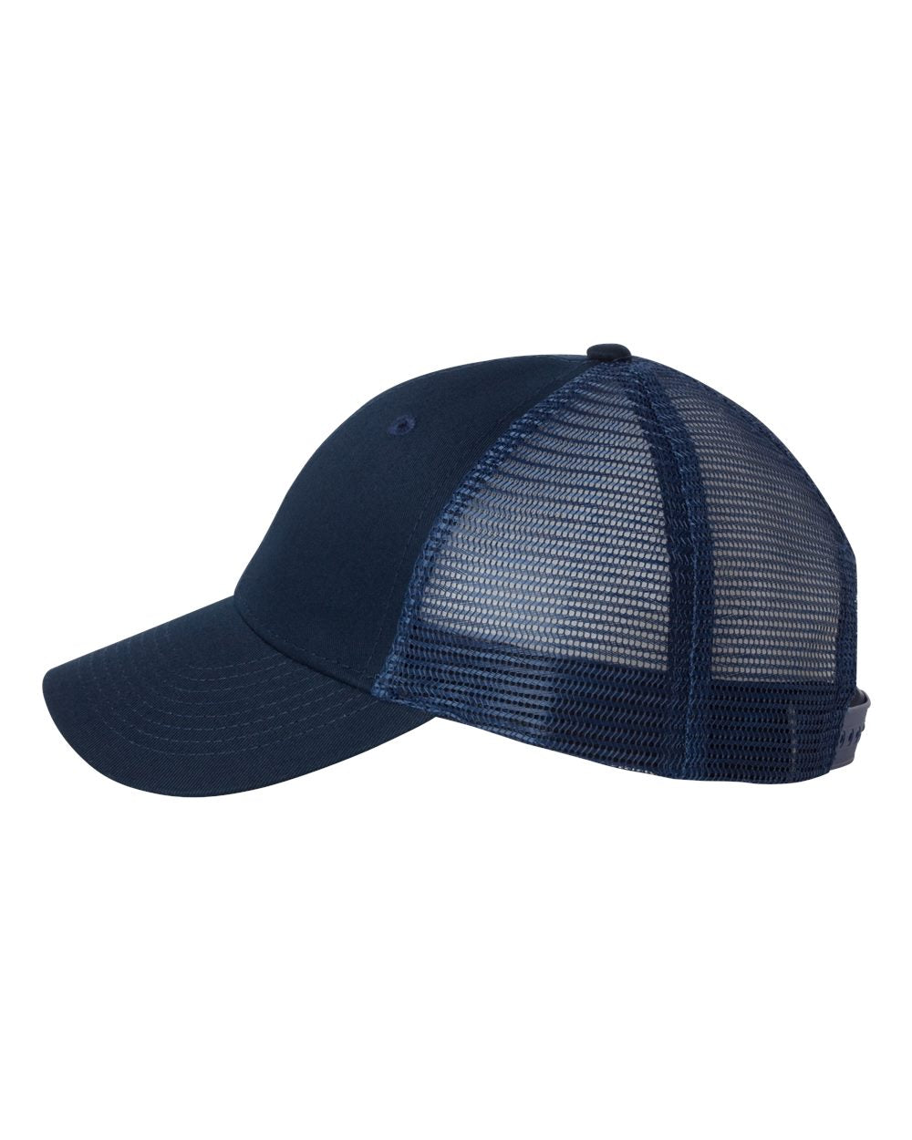 Navy Color Valucap Mesh-Back Trucker Cap Side View
