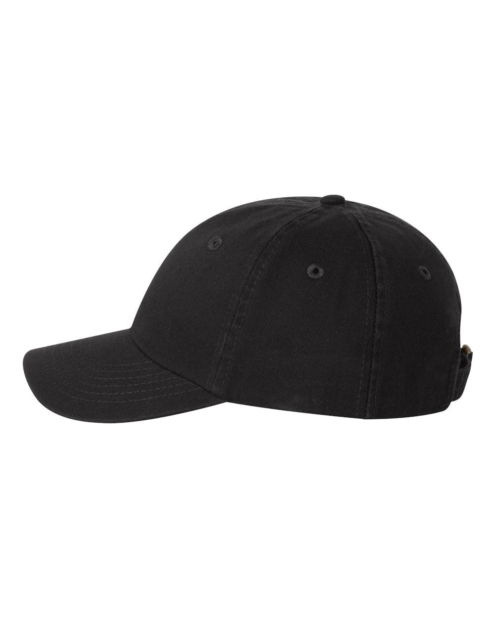 Valucap Small Fit Bio-Washed Dad's Cap VC300Y Black Color Valucap Small Fit Bio-Washed Dad's Cap Side View