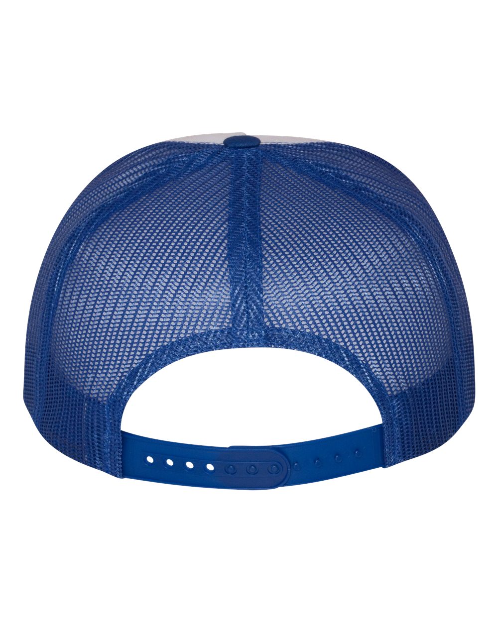 YP Classics Flat Bill Trucker Cap 6006 Royal, White and Royal Color Flat Bill Trucker Cap Back View