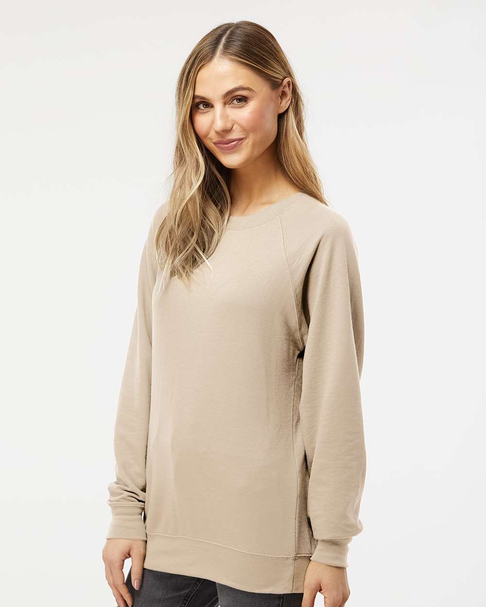 Independent Trading Co. Icon Unisex Lightweight Loopback Terry Crewneck Sweatshirt SS1000C #colormdl_Sand