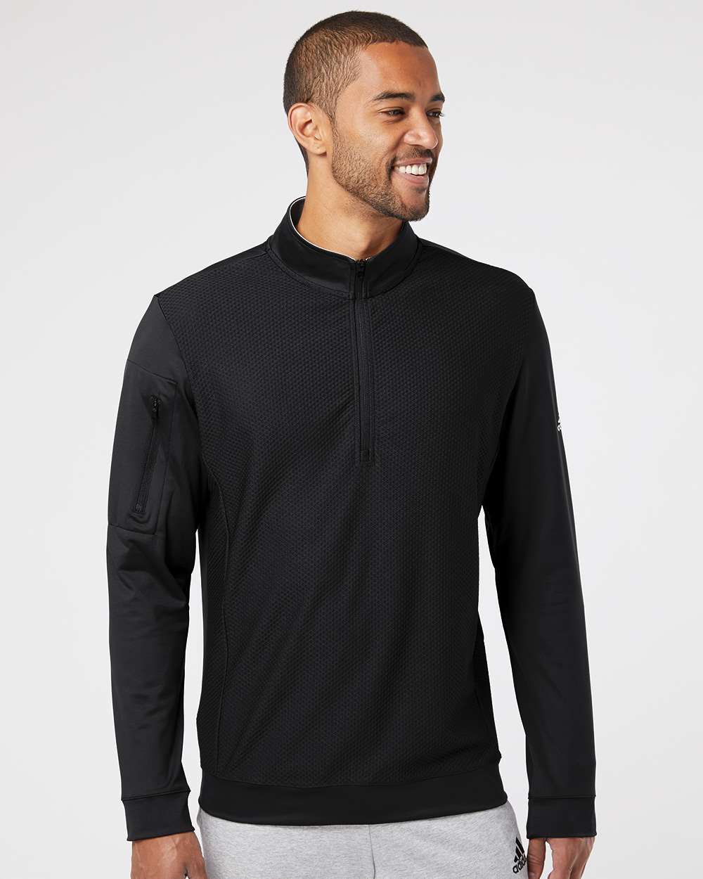 Adidas  A295 Performance Textured Quarter-Zip Pullover #colormdl_Black