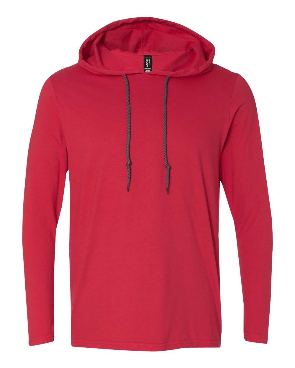 Gildan Softstyle® Lightweight Hooded Long Sleeve T-Shirt 987 #color_True Red/ Dark Grey