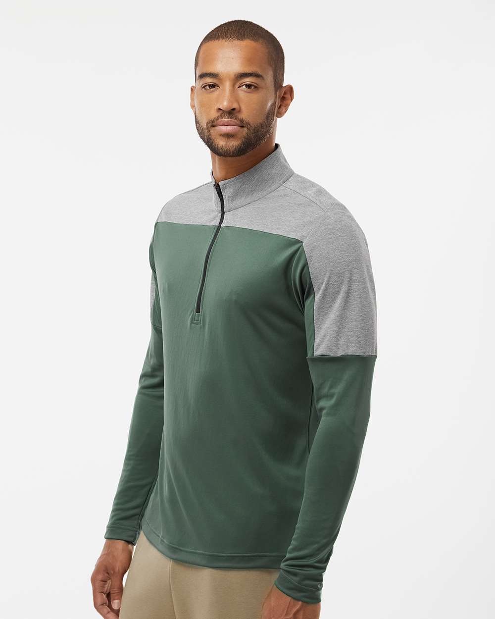 Adidas A552 Lightweight Quarter-Zip Pullover #colormdl_Green Oxide/ Grey Three Melange