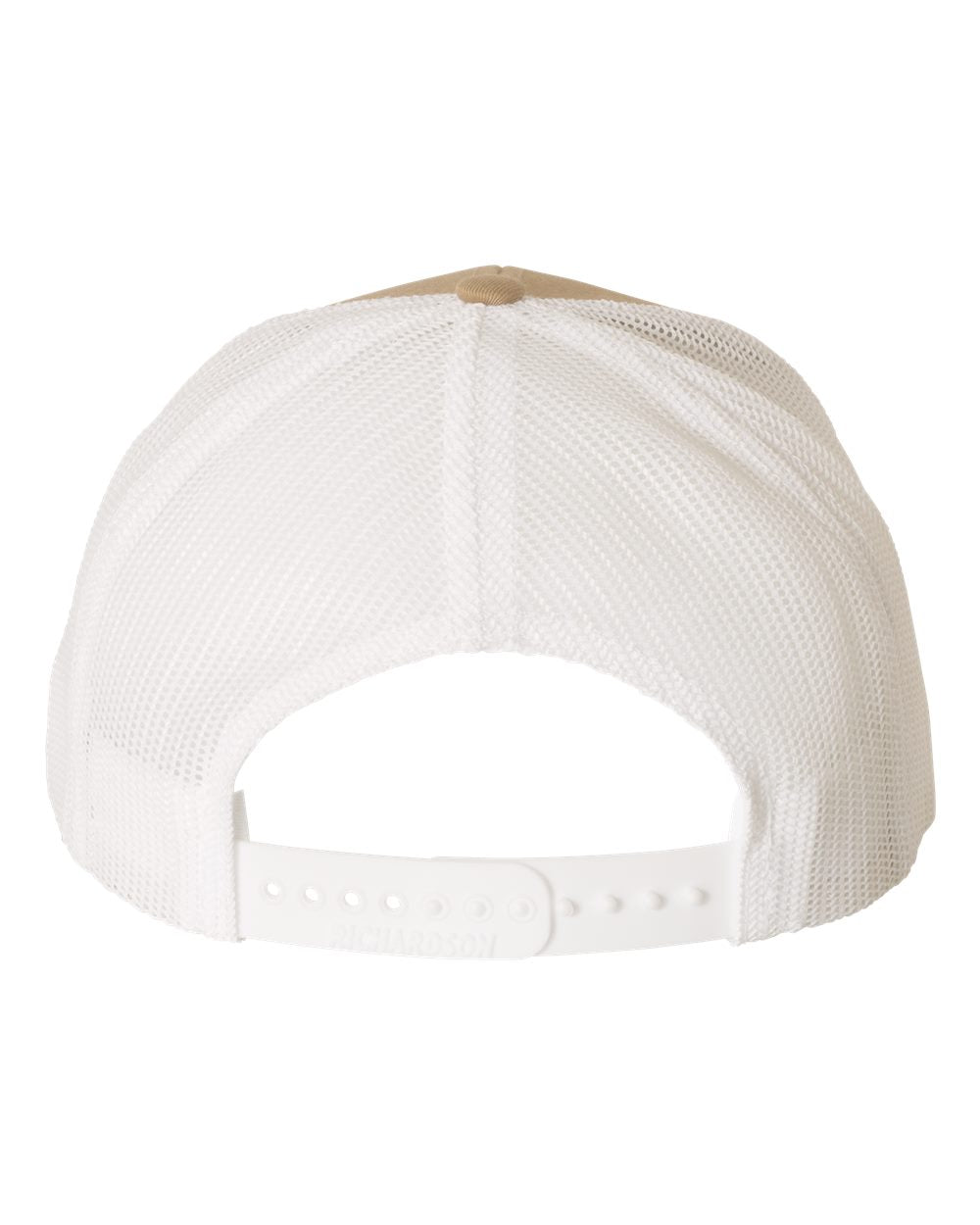 Khaki and White Color Adjustable Snapback Trucker Cap Back View