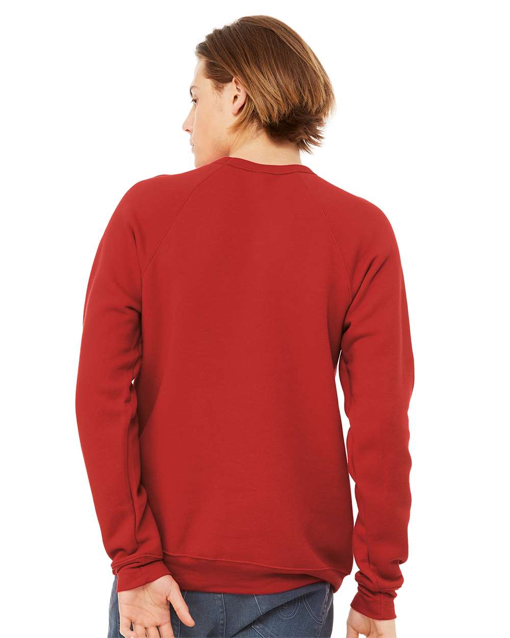 mdl Red Color Unisex Sponge Fleece Raglan Crewneck Sweatshirt