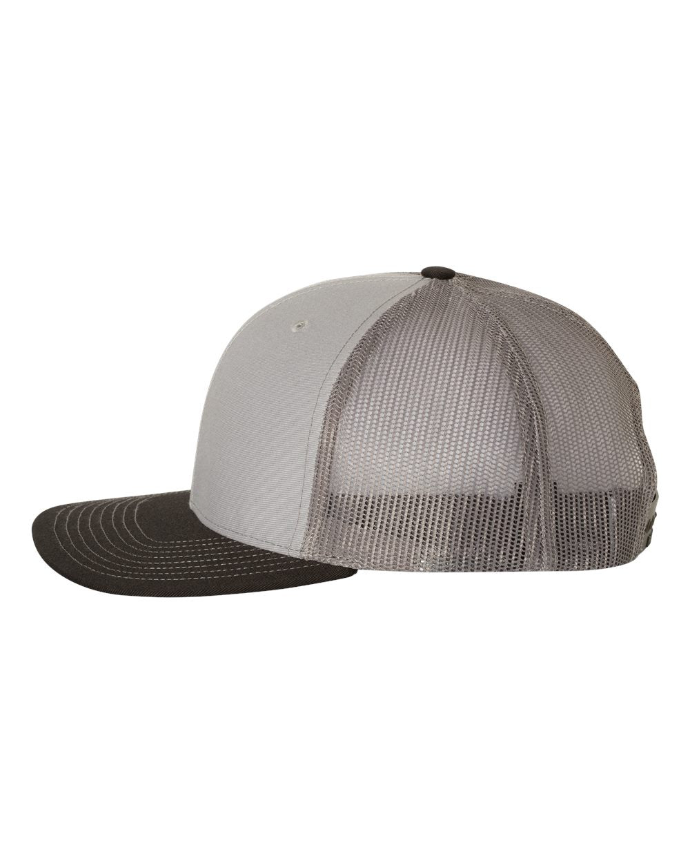 Grey, Charcoal and Black Color Adjustable Snapback Trucker Cap Side View
