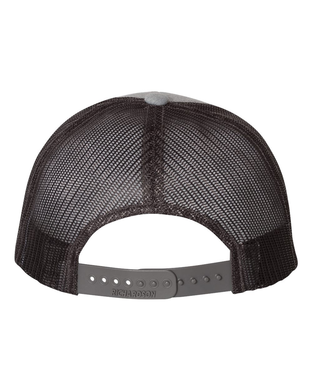 Heather Grey and Dark Charcoal Color Richardson Low Pro Trucker Cap Back View