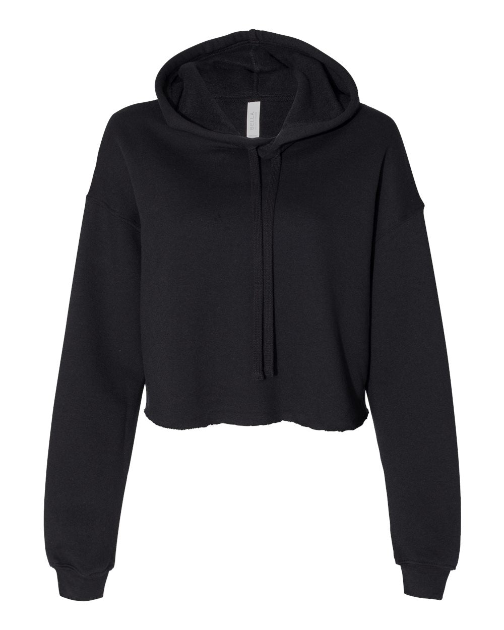 Black Color Women's Crop Fleece Hoodie