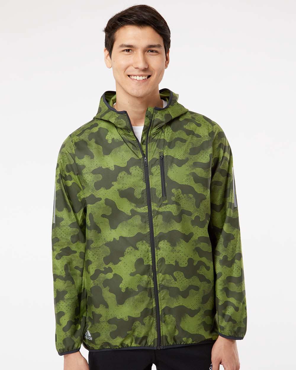 Adidas A524 Hooded Full-Zip Windbreaker #colormdl_Tech Olive/ Legend Earth