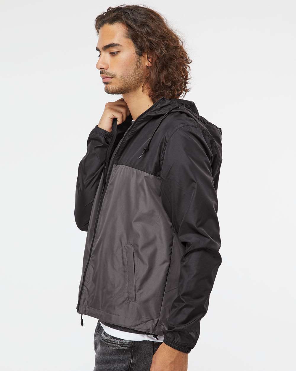 Independent Trading Co. Unisex Lightweight Windbreaker Full-Zip Jacket EXP54LWZ #colormdl_Black/ Graphite