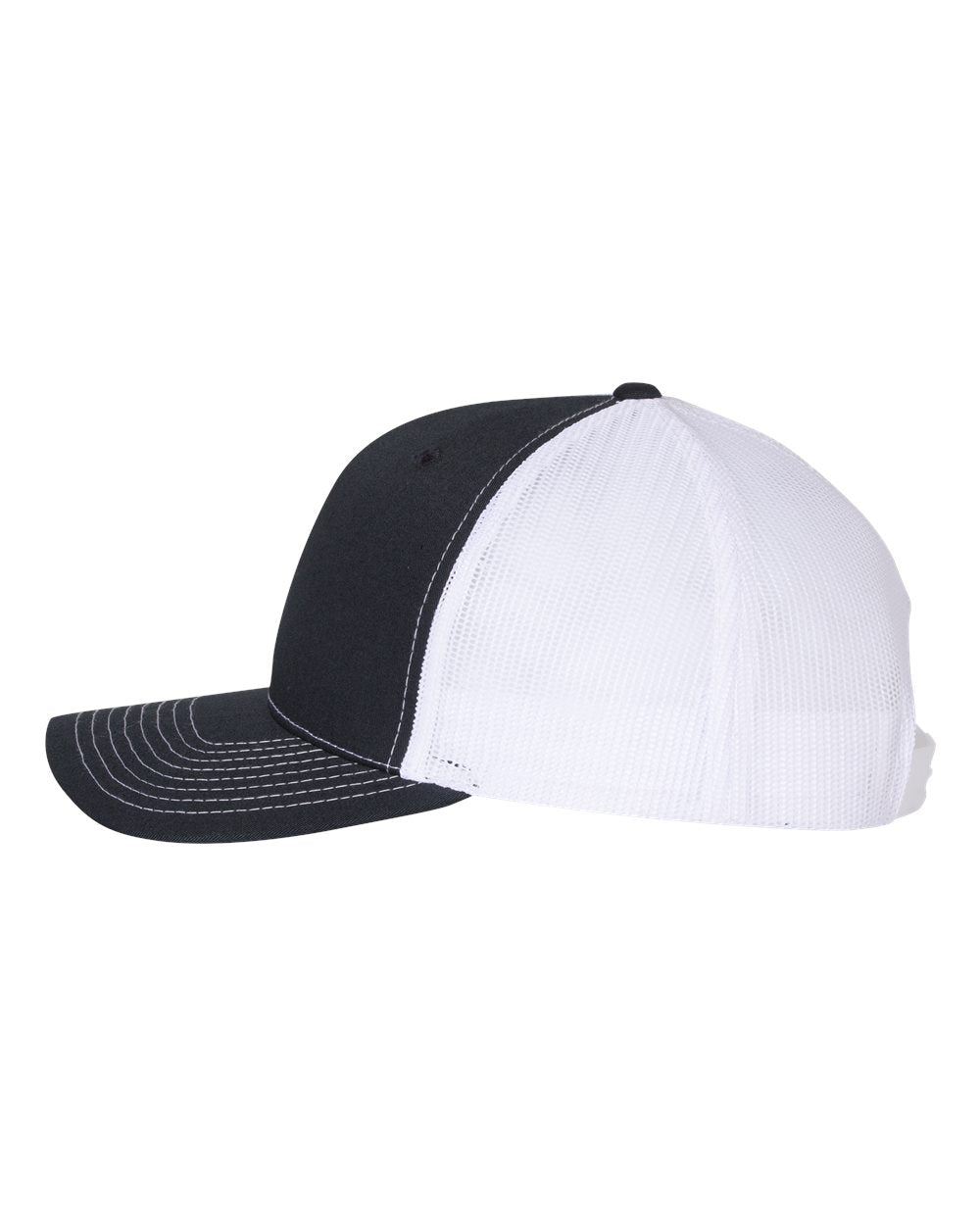 Navy and White Color Five-Panel Trucker Cap Back View Side View