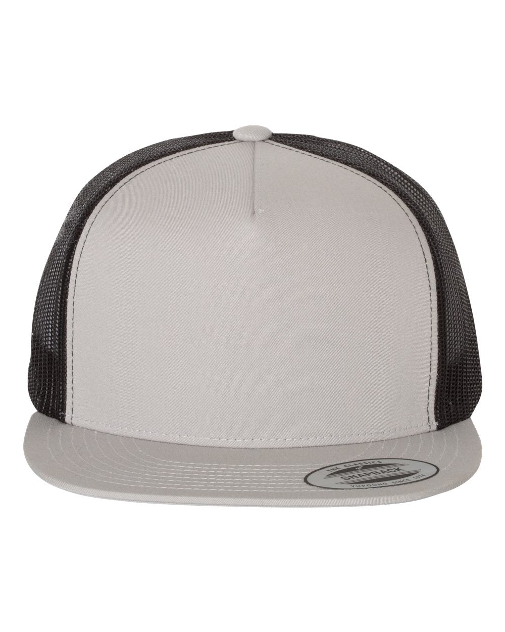 Silver and Black Color Flat Bill Trucker Cap