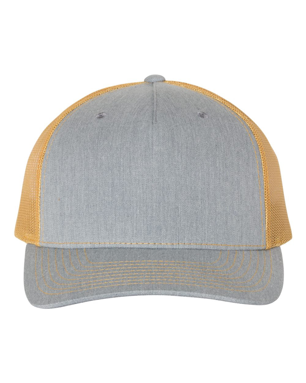 Heather Grey and Amber Gold Color Five-Panel Trucker Cap