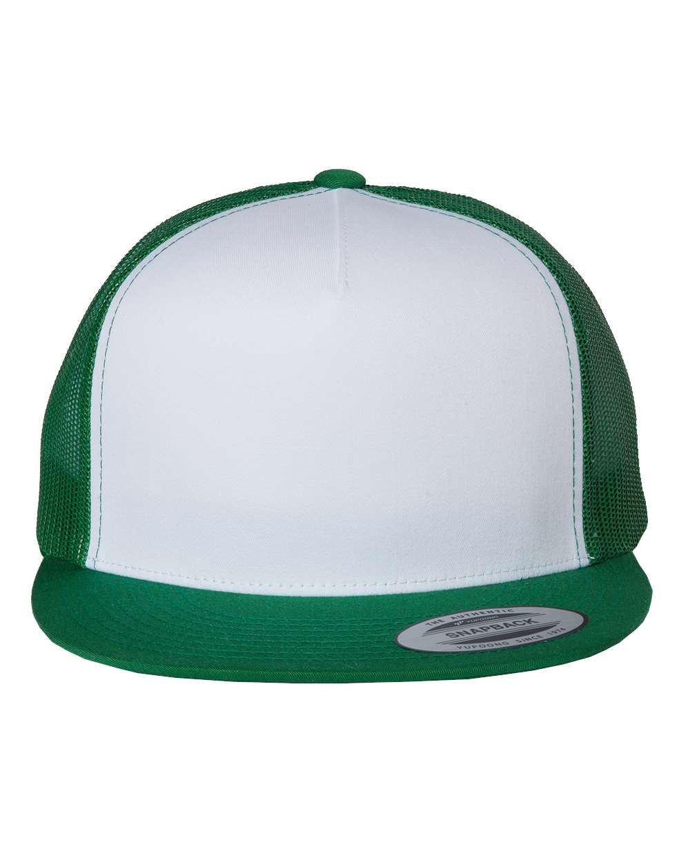 Kelly, White and Kelly Color Flat Bill Trucker Cap