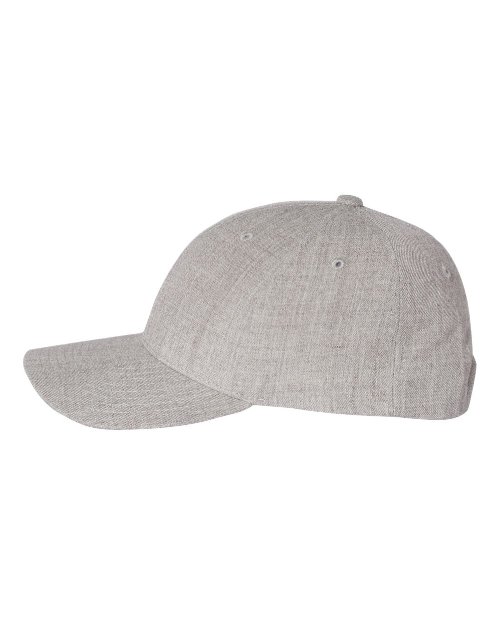 Heather Grey Color Premium Curved Visor Snapback Cap Side View