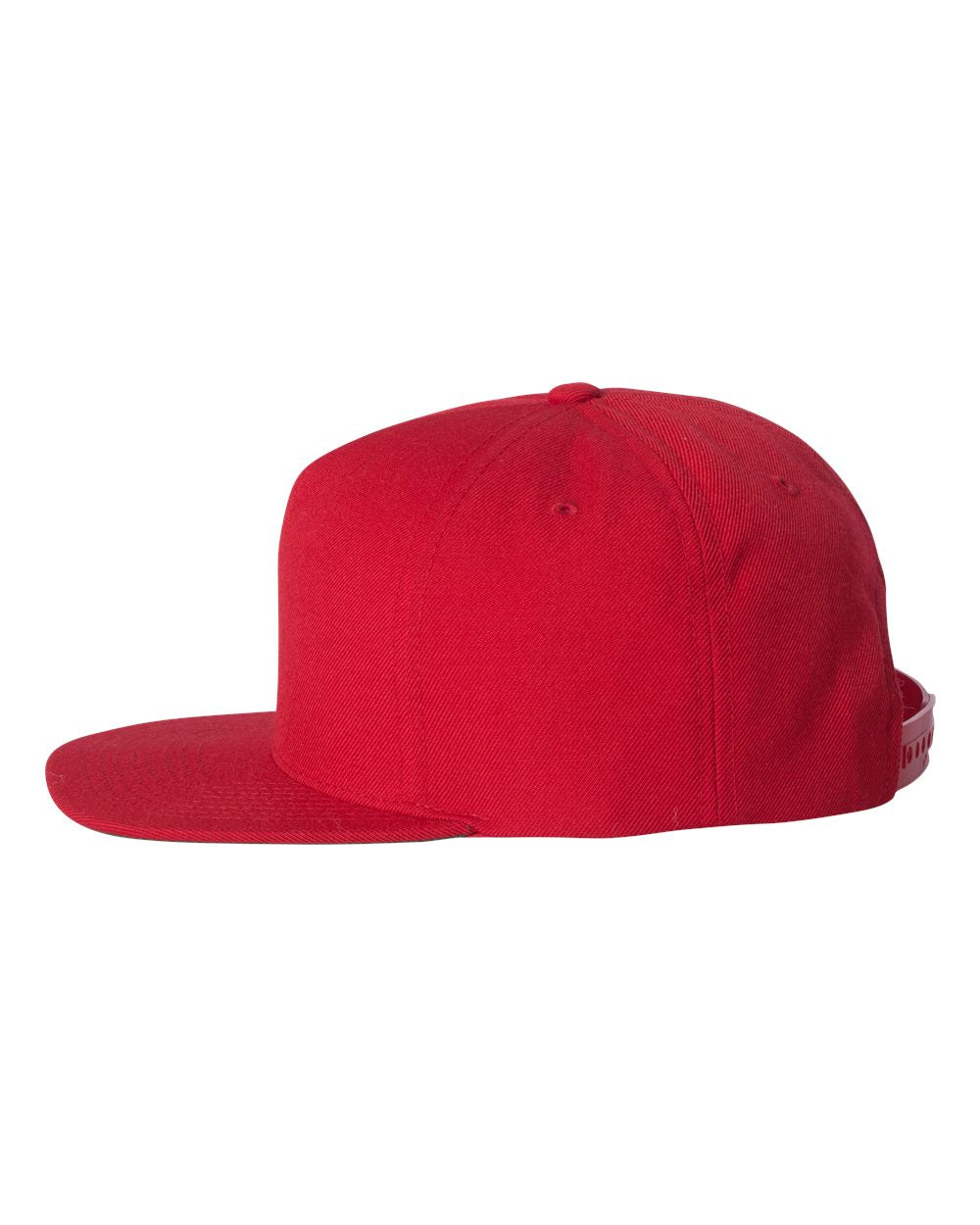 Red Color Wool Blend Snapback Cap Side View