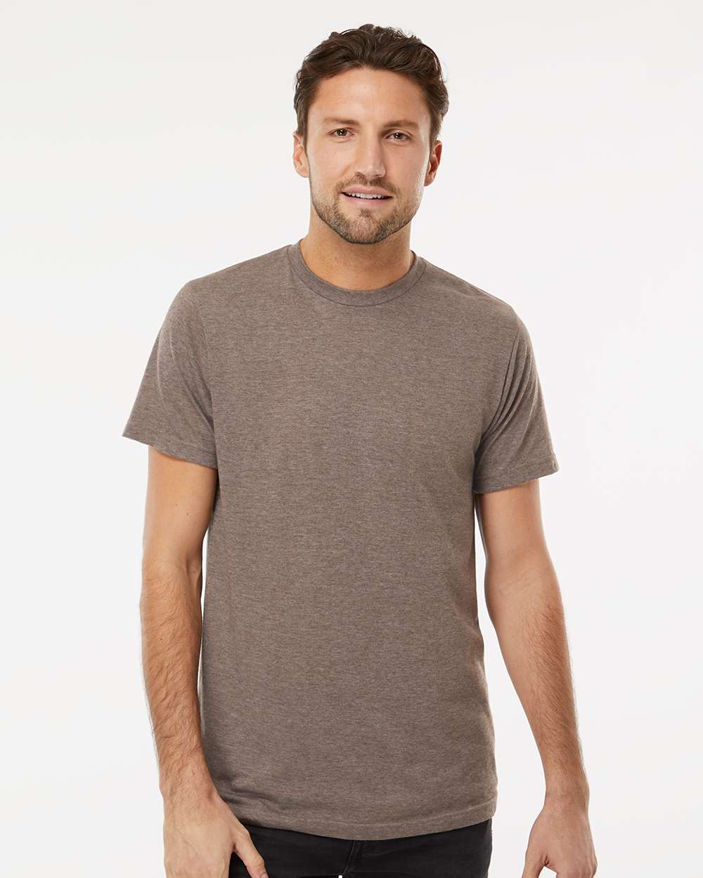 M&O Deluxe Blend T-Shirt 3541 #colormdl_Heather Brown