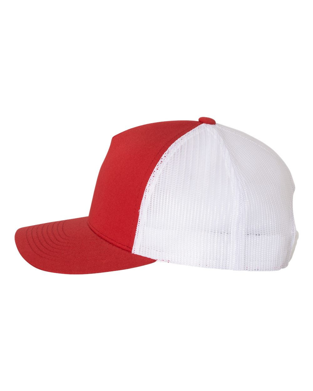 Red and White Color Retro Trucker Cap Side View