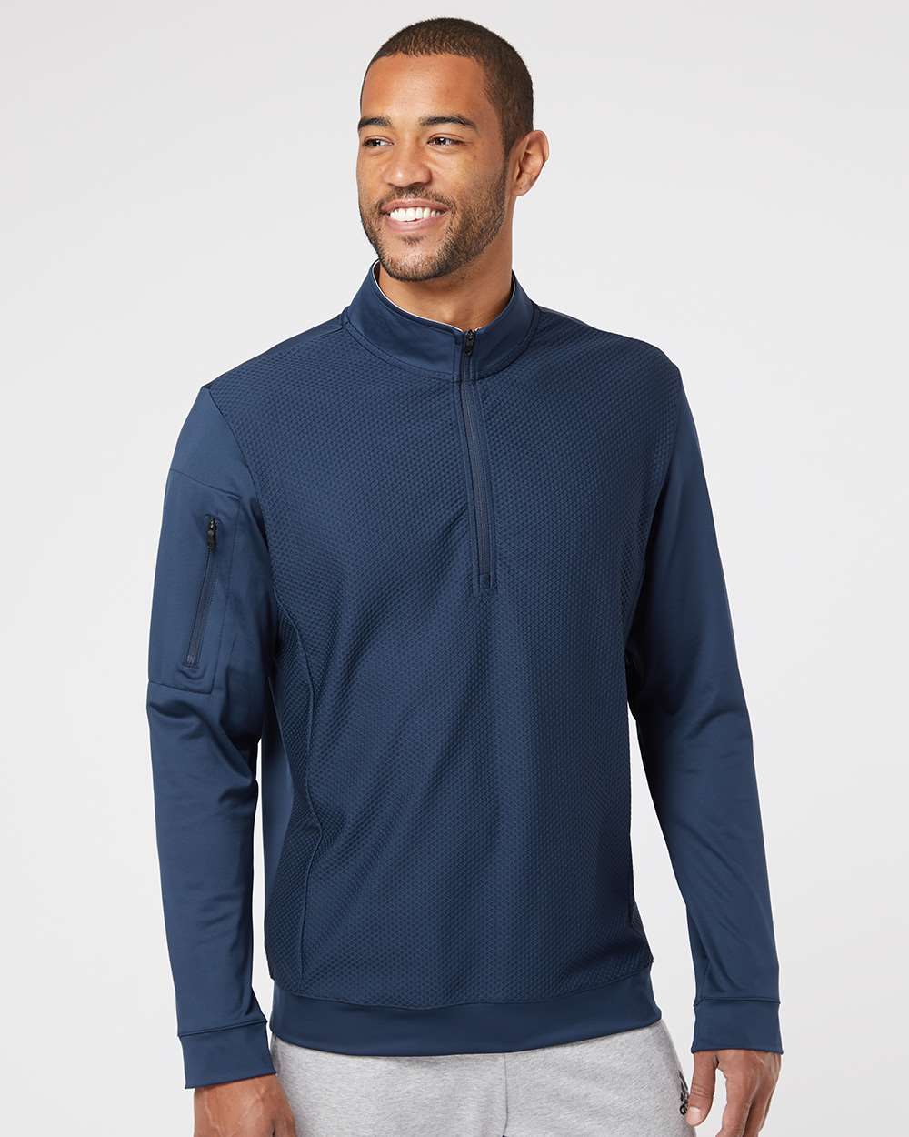 Adidas  A295 Performance Textured Quarter-Zip Pullover #colormdl_Collegiate Navy