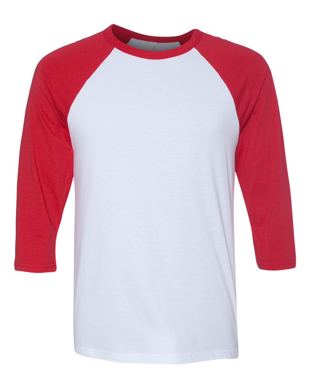 White and Red Color Unisex Three-Quarter Sleeve Baseball Tee