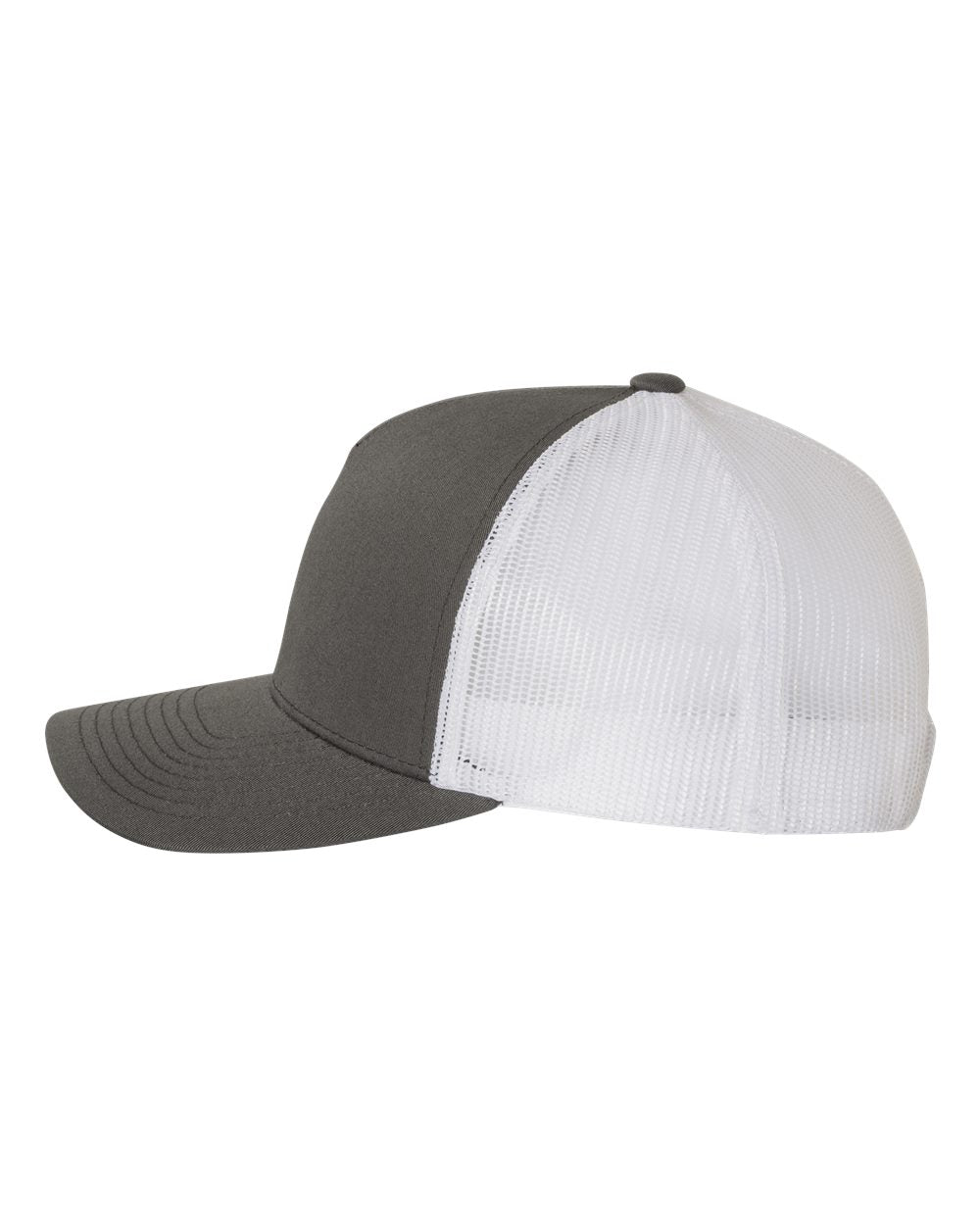 Charcoal and White Color Retro Trucker Cap Side View