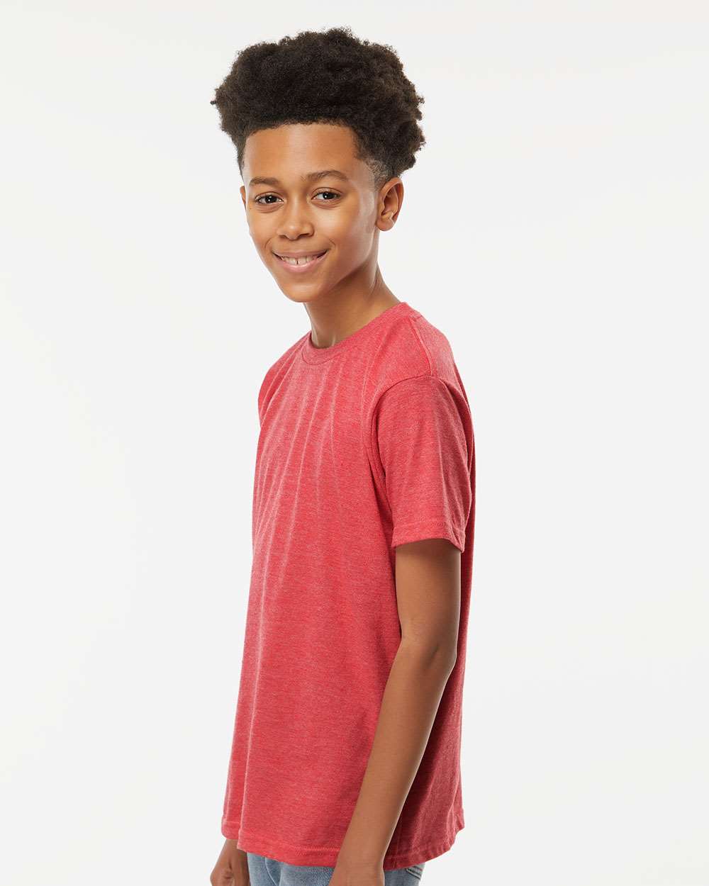 M&O Youth Deluxe Blend T-Shirt 3544 #colormdl_Heather Red