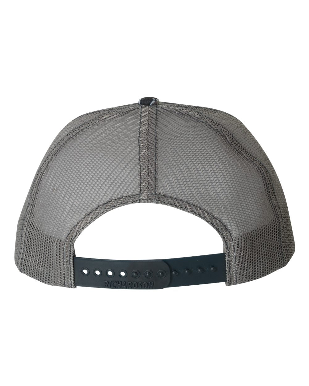 Navy Digital Camo and Charcoal Color Patterned Snapback Trucker Cap Back View