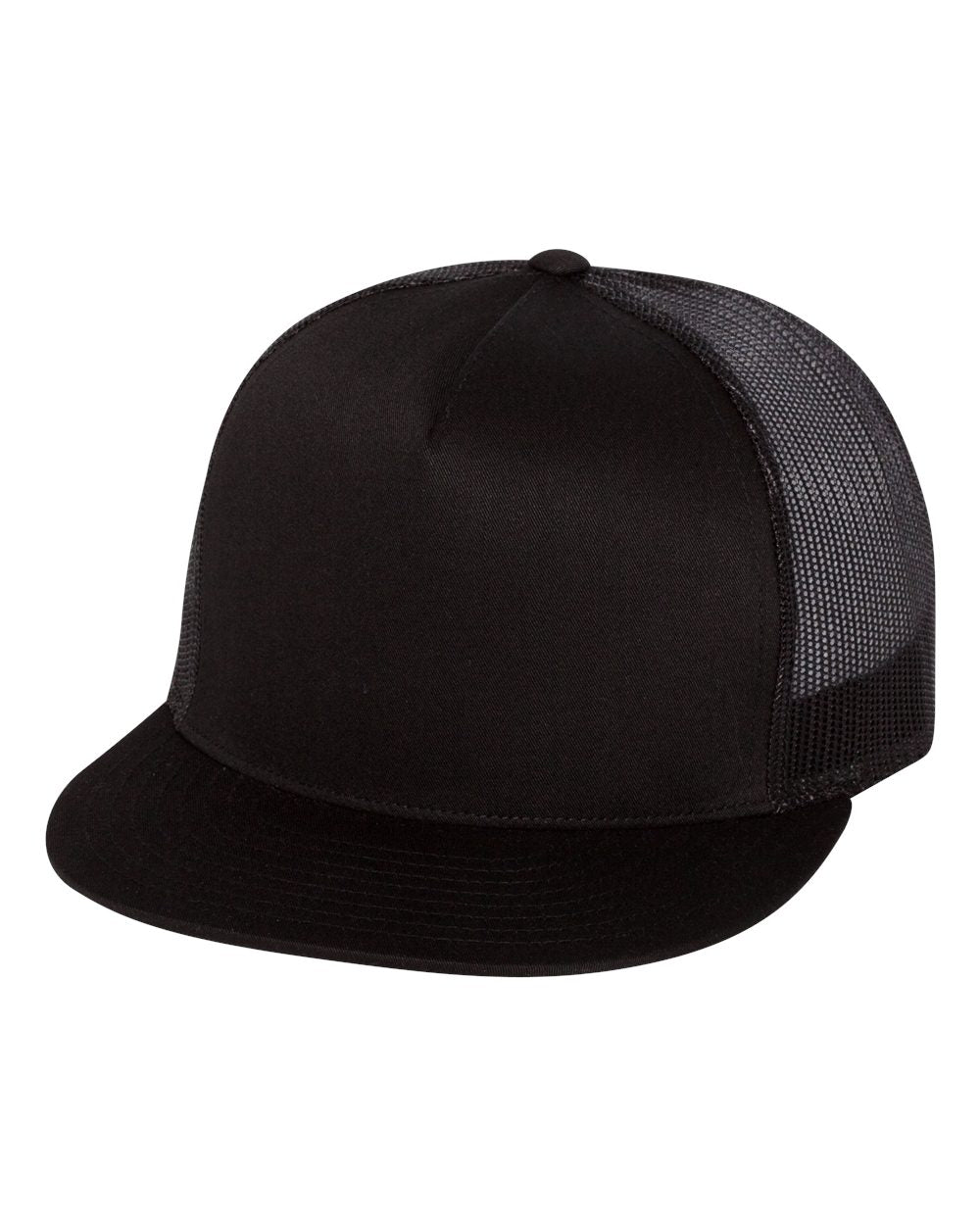 Black Color Flat Bill Trucker Cap