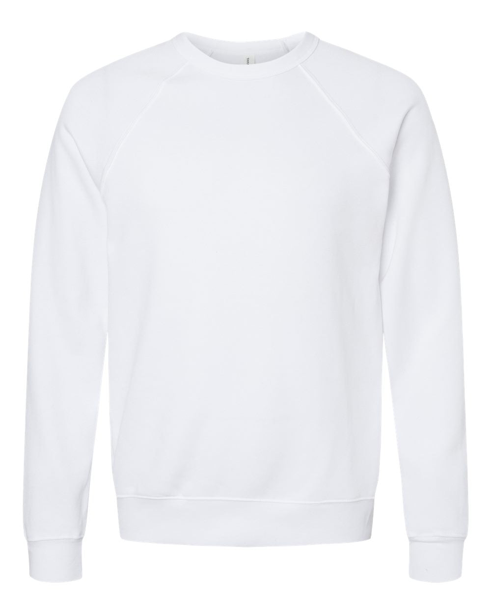 White Color Unisex Sponge Fleece Raglan Crewneck Sweatshirt