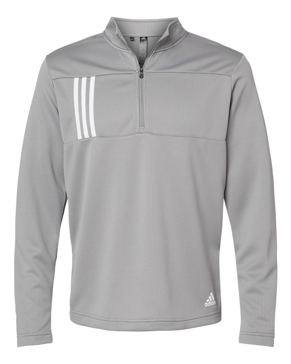 Adidas  A482 3-Stripes Double Knit Quarter-Zip Pullover #color_Grey Three/ White