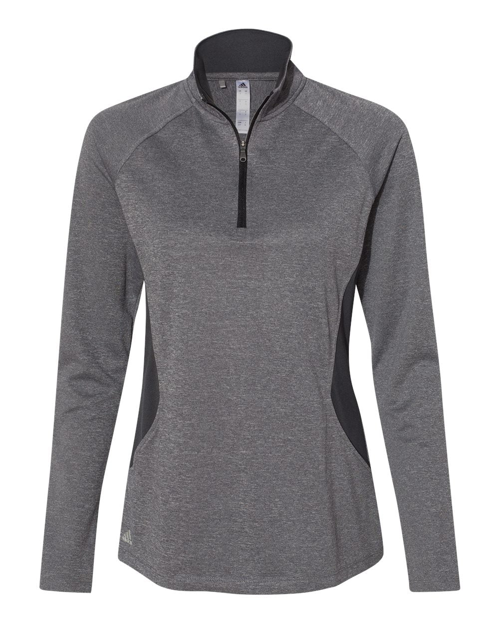 Adidas A281 Women's Lightweight Quarter-Zip Pullover #color_Black Heather/ Carbon