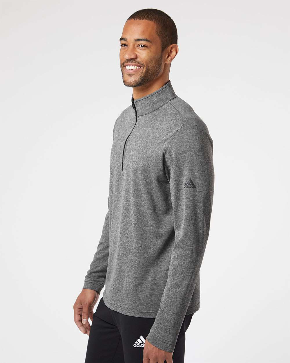 Adidas A401 Lightweight Quarter-Zip Pullover #colormdl_Black Heather