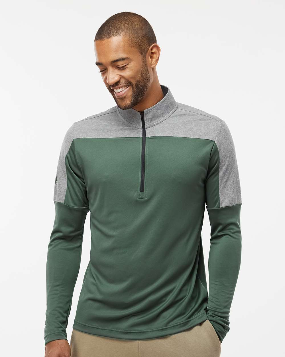 Adidas A552 Lightweight Quarter-Zip Pullover #colormdl_Green Oxide/ Grey Three Melange