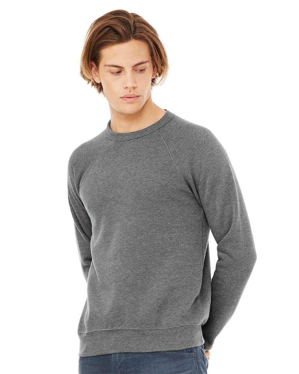 mdl Deep Heather Color Unisex Sponge Fleece Raglan Crewneck Sweatshirt